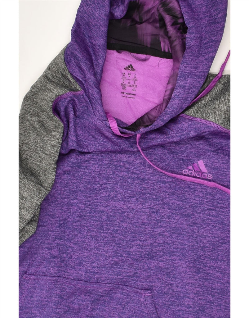 ADIDAS Womens Hoodie Jumper UK 12 -14 Medium Purple Colourblock Polyester | Vintage Adidas | Thrift | Second-Hand Adidas | Used Clothing | Messina Hembry 