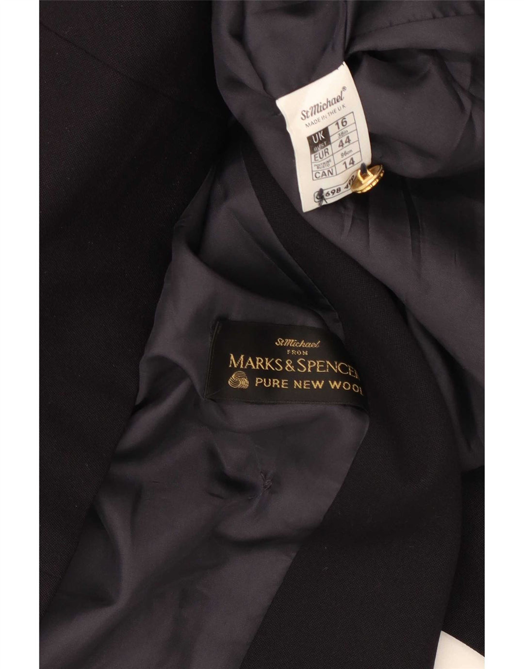 Marks & Spencer Womens Double Breasted Blazer Jacket UK 16 Large Navy Blue