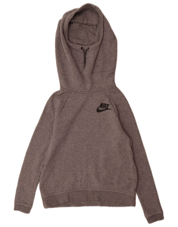 Nike Womens Hoodie Jumper UK 6 XS Grey Cotton