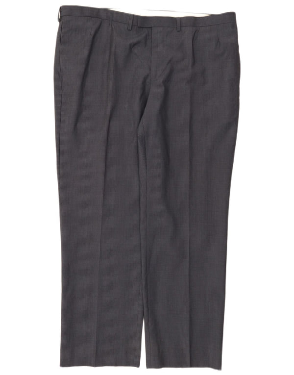 Marks & Spencer Mens Autograph Suit Trousers W42 L31 Navy Blue Pinstripe