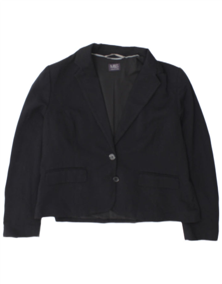 Marks & Spencer Womens 2 Button Blazer Jacket UK 18 XL Navy Blue Polyester