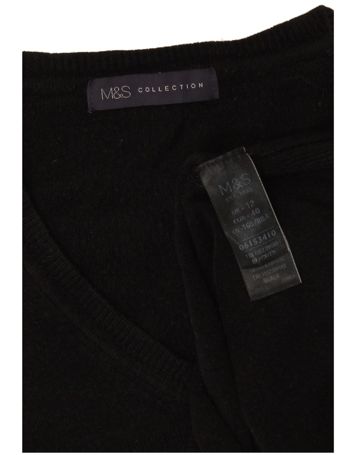 Marks & Spencer Womens V-Neck Jumper Sweater UK 12 Medium  Black Acrylic