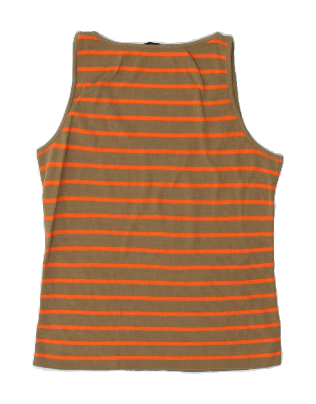 ZARA Womens Crop Vest Top UK 12 Medium Khaki Striped Viscose Vintage Zara and Second-Hand Zara from Messina Hembry 