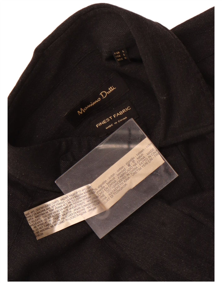 Massimo Dutti Mens Shirt Large Black Cotton