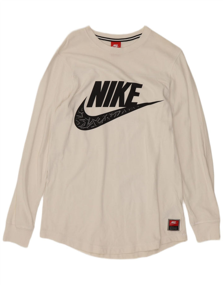 Nike Mens Graphic Top Long Sleeve Medium White Cotton