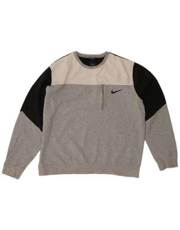 NIKE Mens Sweatshirt Jumper XL Grey Colourblock Cotton