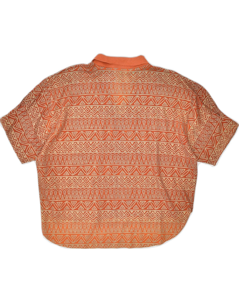 ENRICO COVERI Womens Polo Shirt UK 18 XL Orange Geometric Cotton | Vintage | Thrift | Second-Hand | Used Clothing | Messina Hembry 