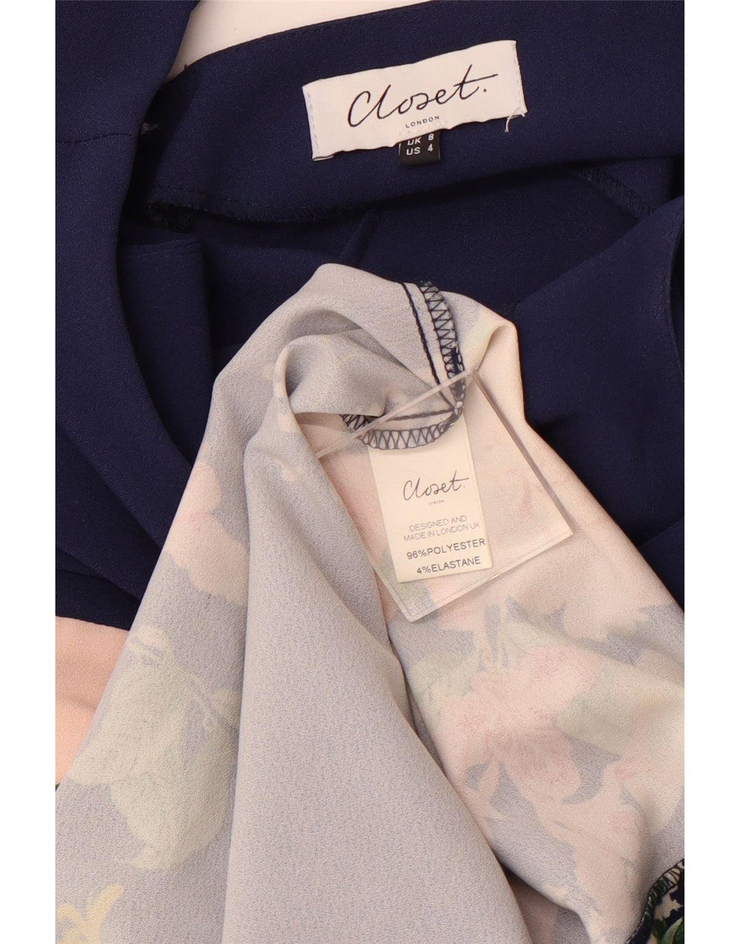 CLOSET Womens Sleeveless Bodycon Dress UK 8 Small  Navy Blue Floral