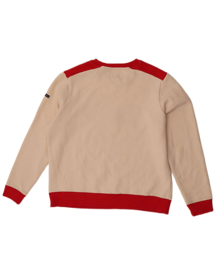 Superdry Womens Sweatshirt Jumper UK 12 Medium Off White Colourblock