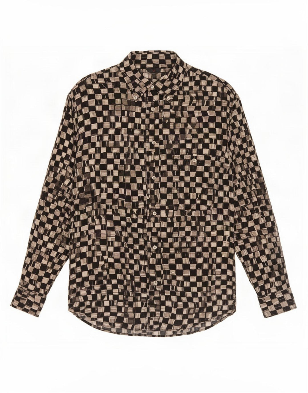 Vintage Mens Shirt Small Black Geometric Viscose