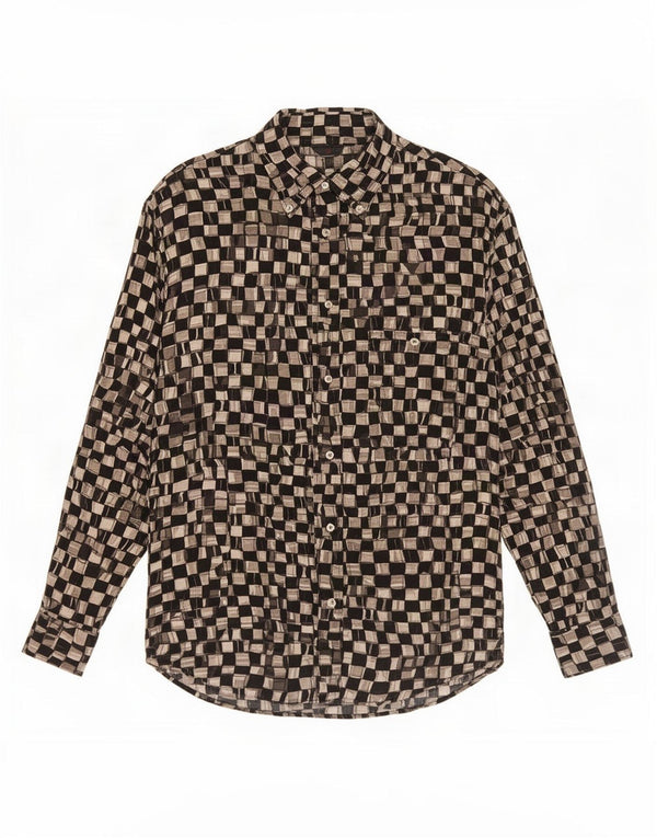 Vintage Mens Shirt Small Black Geometric Viscose