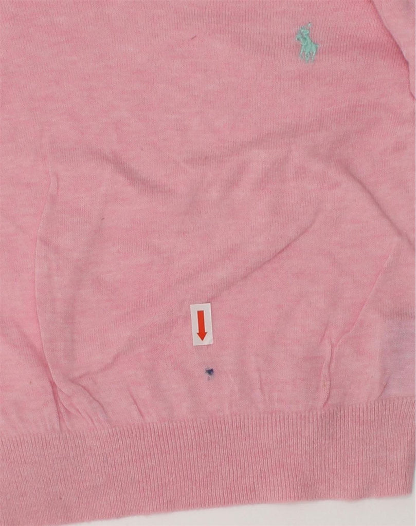 RALPH LAUREN Girls V-Neck Jumper Sweater 5-6 Years Pink Cotton | Vintage Ralph Lauren | Thrift | Second-Hand Ralph Lauren | Used Clothing | Messina Hembry 