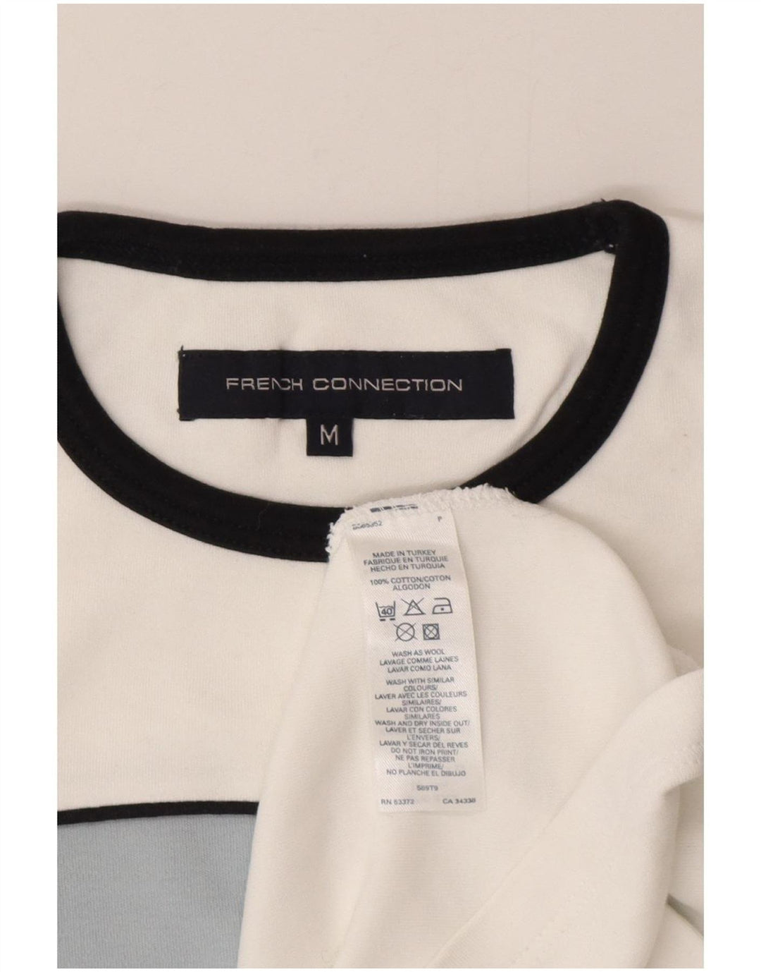 French Connection Mens T-Shirt Top Medium White Colourblock Cotton