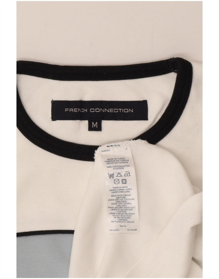 French Connection Mens T-Shirt Top Medium White Colourblock Cotton