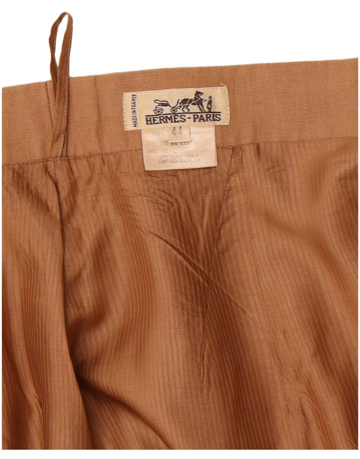 HERMES Womens Straight Skirt IT 44 Medium W30 Beige Linen