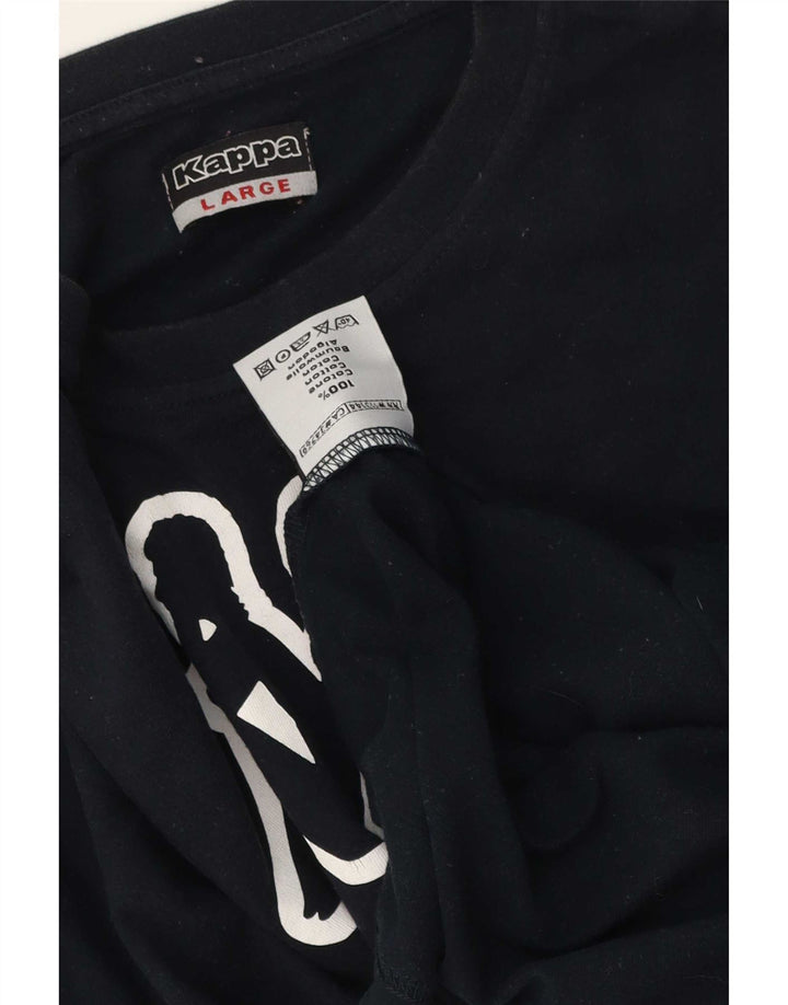 Kappa Mens Graphic T-Shirt Top Large Navy Blue Cotton