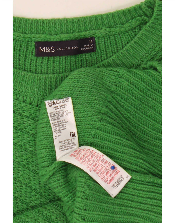 Marks & Spencer Womens Boat Neck Jumper Sweater UK 12 Medium Green