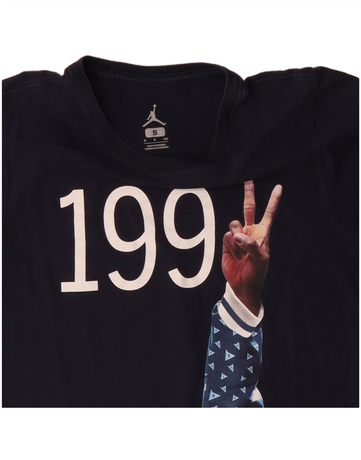 JORDAN Mens Graphic T-Shirt Top Small Navy Blue Cotton