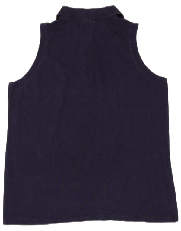 LACOSTE Womens Sleeveless Polo Shirt Size 44 Large Navy Blue Cotton