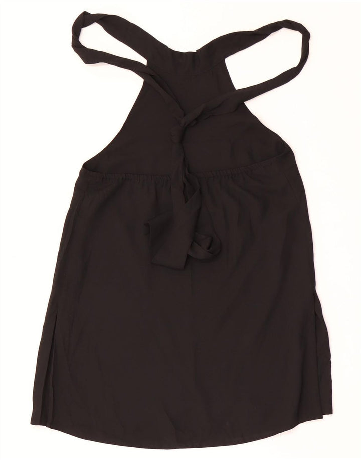 Topshop Womens Crop Halter Top UK 8 Small Black Polyester