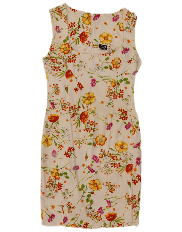 Dolce & Gabbana Womens Sleeveless Sheath Dress UK 8 Small White Floral