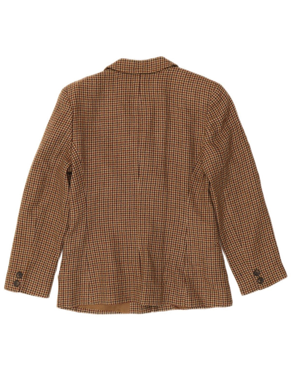 Luisa Spagnoli Womens 2 Button Blazer Jacket IT 42 Medium Brown Houndstooth