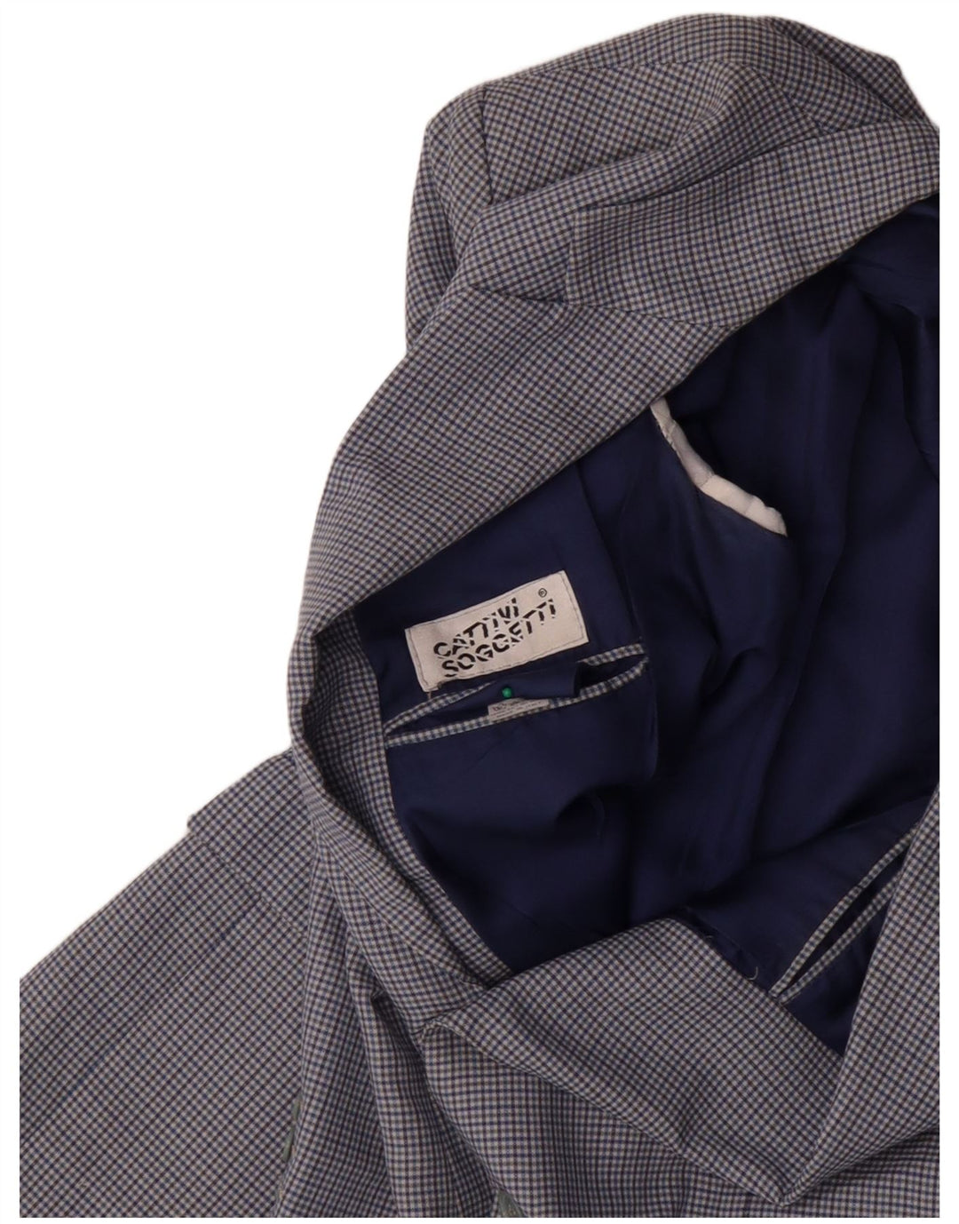 VINTAGE Mens 2 Button Blazer Jacket IT 50 Large Blue Check Wool