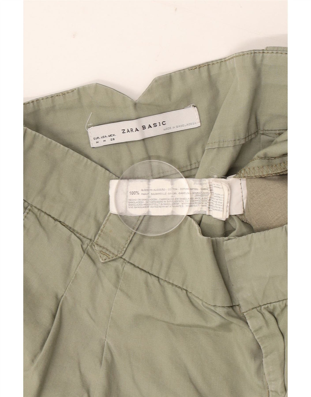 Zara Womens Pegged Chino Shorts Medium W28 Green Cotton