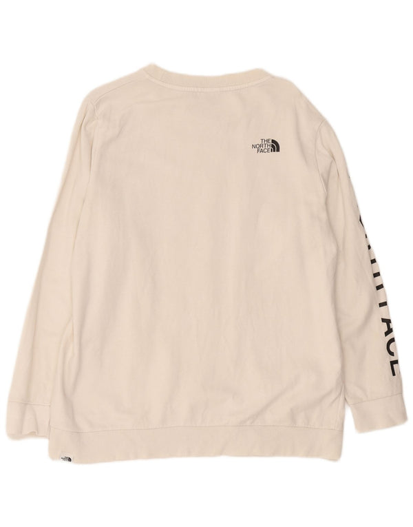 The North Face Womens Graphic Sweatshirt Jumper UK 18 XL Off White Cotton