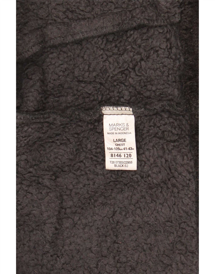 Marks & Spencer Mens Sherpa Fleece Jacket UK 40 Large Black Polyester