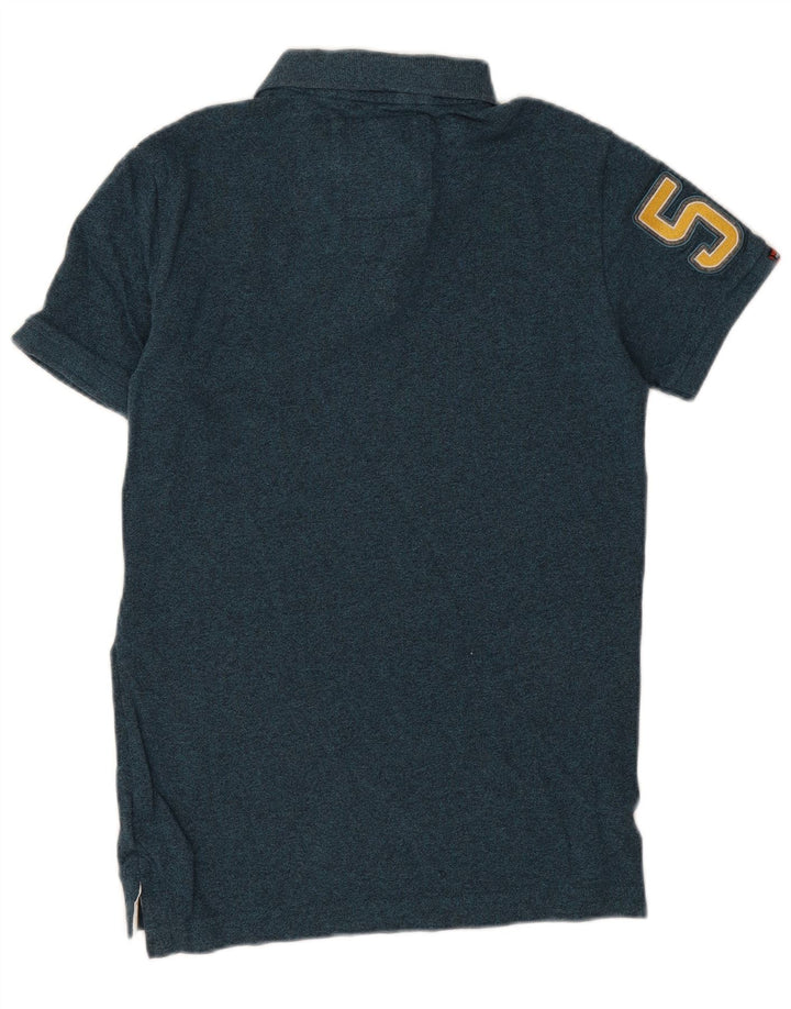 Superdry Mens Graphic Polo Shirt Small Blue Cotton
