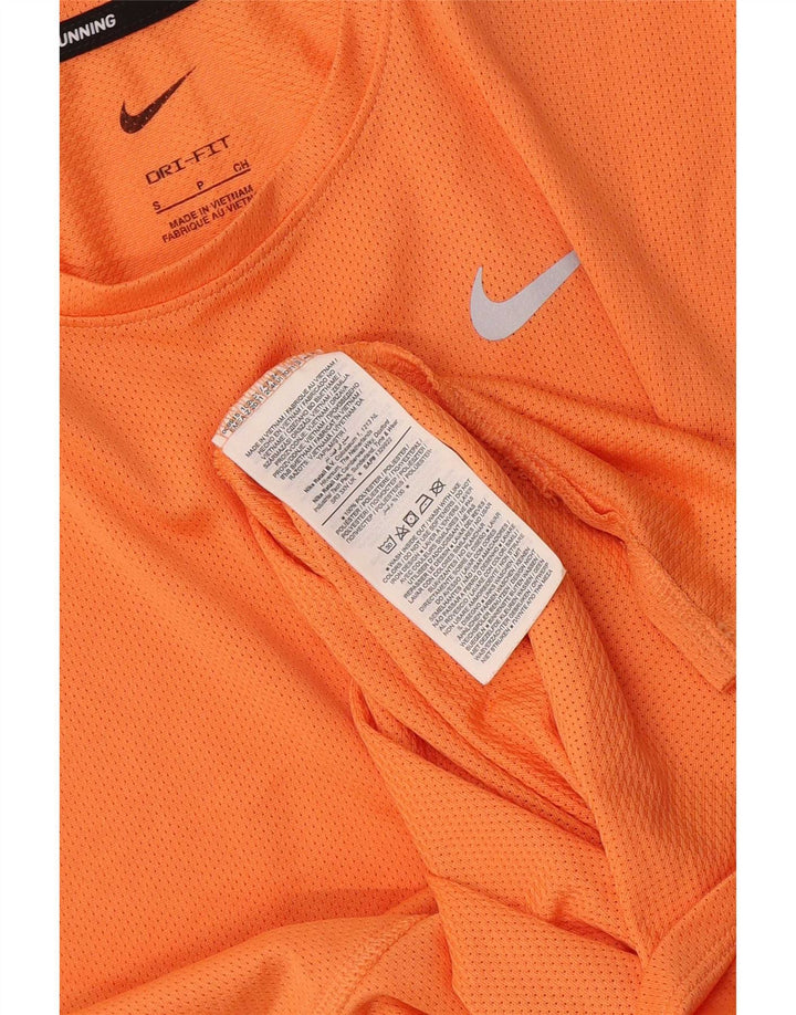 Nike Womens Dri Fit T-Shirt Top UK 10 Small Orange Polyester