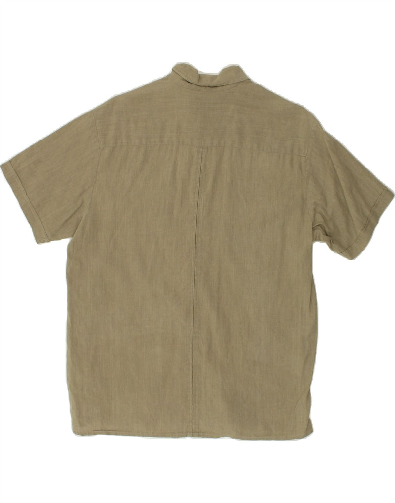 WRANGLER Mens Short Sleeve Shirt Small Khaki Linen | Vintage Wrangler | Thrift | Second-Hand Wrangler | Used Clothing | Messina Hembry 