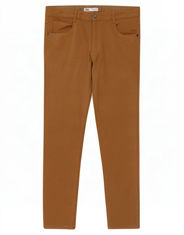 Zara Mens Slim Casual Trousers EU 44 Large W34 L28 Beige Cotton