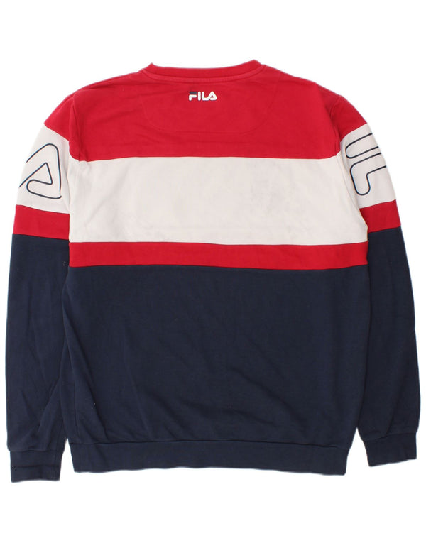 Fila Mens Graphic Sweatshirt Jumper Large Multicoloured Colourblock Cotton