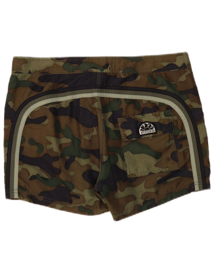 Sundek Mens Swimming Shorts Medium  Khaki Camouflage Polyester