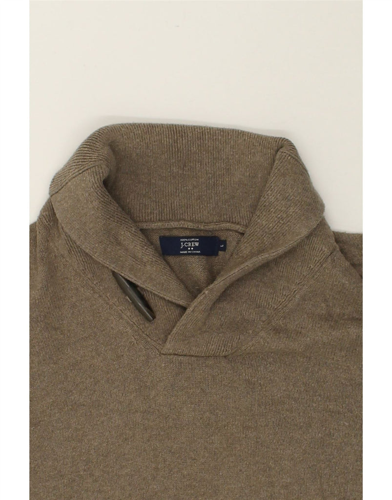 J. CREW Mens Shawl Neck Jumper Sweater Large Brown Cotton | Vintage J. Crew | Thrift | Second-Hand J. Crew | Used Clothing | Messina Hembry 