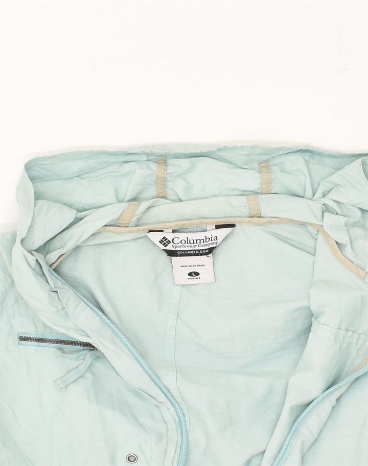 COLUMBIA Womens Hooded Rain Jacket UK 14 Large Blue Cotton | Vintage Columbia | Thrift | Second-Hand Columbia | Used Clothing | Messina Hembry 