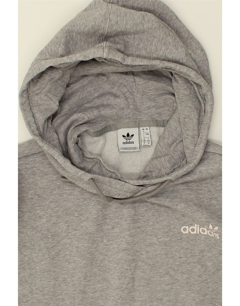 ADIDAS Womens Oversized Graphic Hoodie Jumper UK 4 XS  Grey Cotton | Vintage Adidas | Thrift | Second-Hand Adidas | Used Clothing | Messina Hembry 