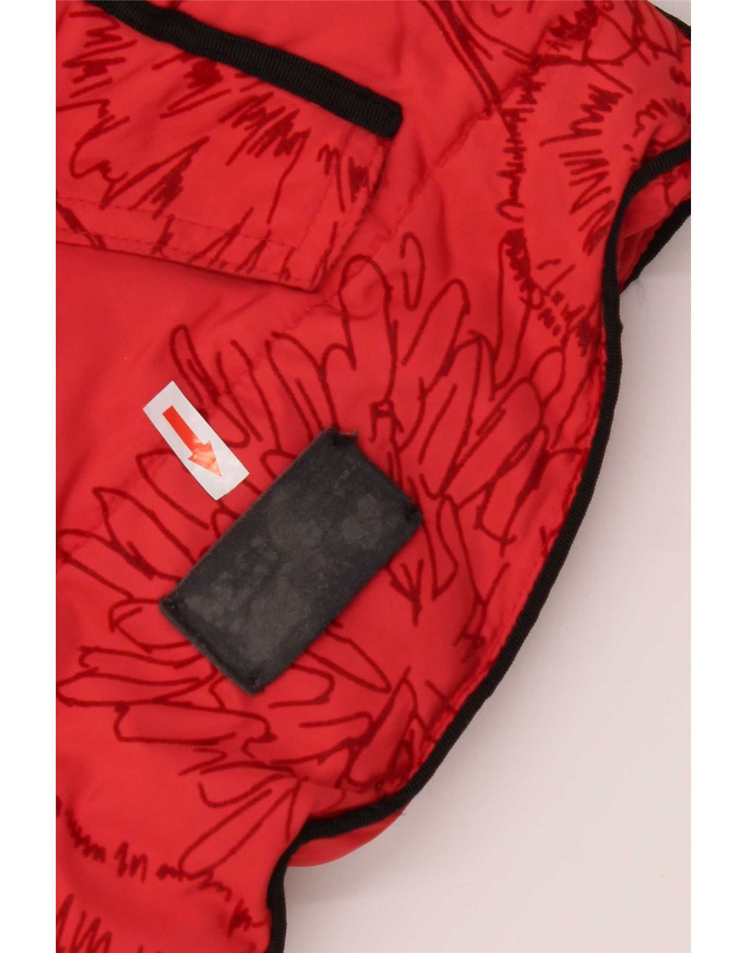 Desigual Womens Hooded Padded Jacket EU 44 XL Red Floral Polyester
