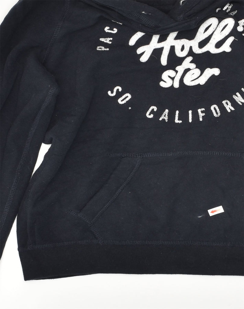 HOLLISTER Womens California Graphic Hoodie Jumper UK 12 Medium Navy Blue | Vintage Hollister | Thrift | Second-Hand Hollister | Used Clothing | Messina Hembry 