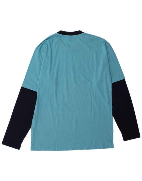 Fila Mens Graphic Top Long Sleeve Large Blue Colourblock