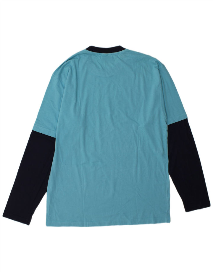 Fila Mens Graphic Top Long Sleeve Large Blue Colourblock
