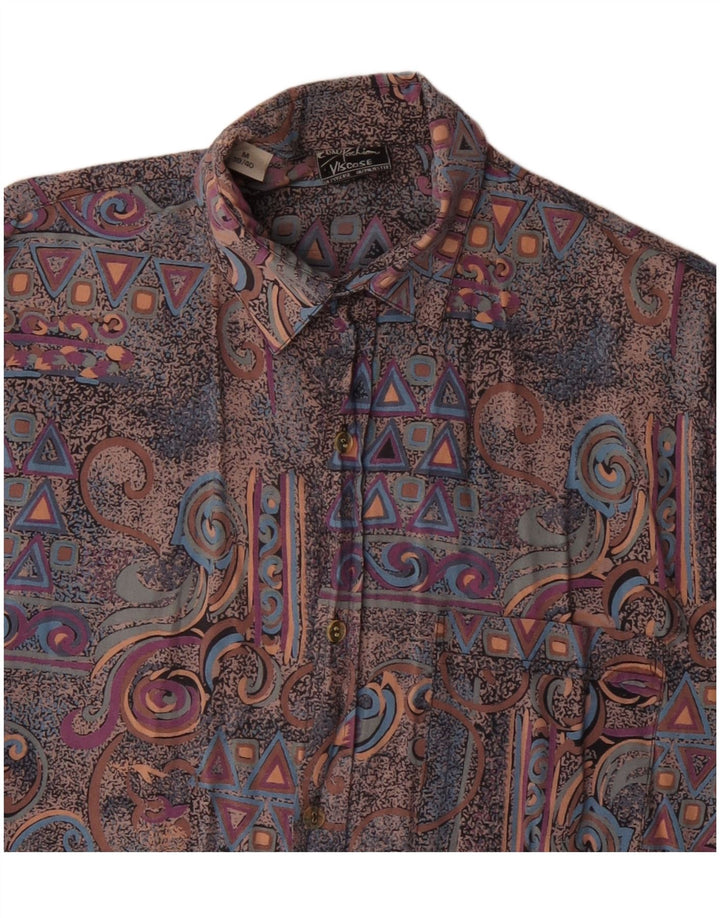 Vintage Mens Abstract Pattern Shirt Size 39/40 Medium Multicoloured Viscose