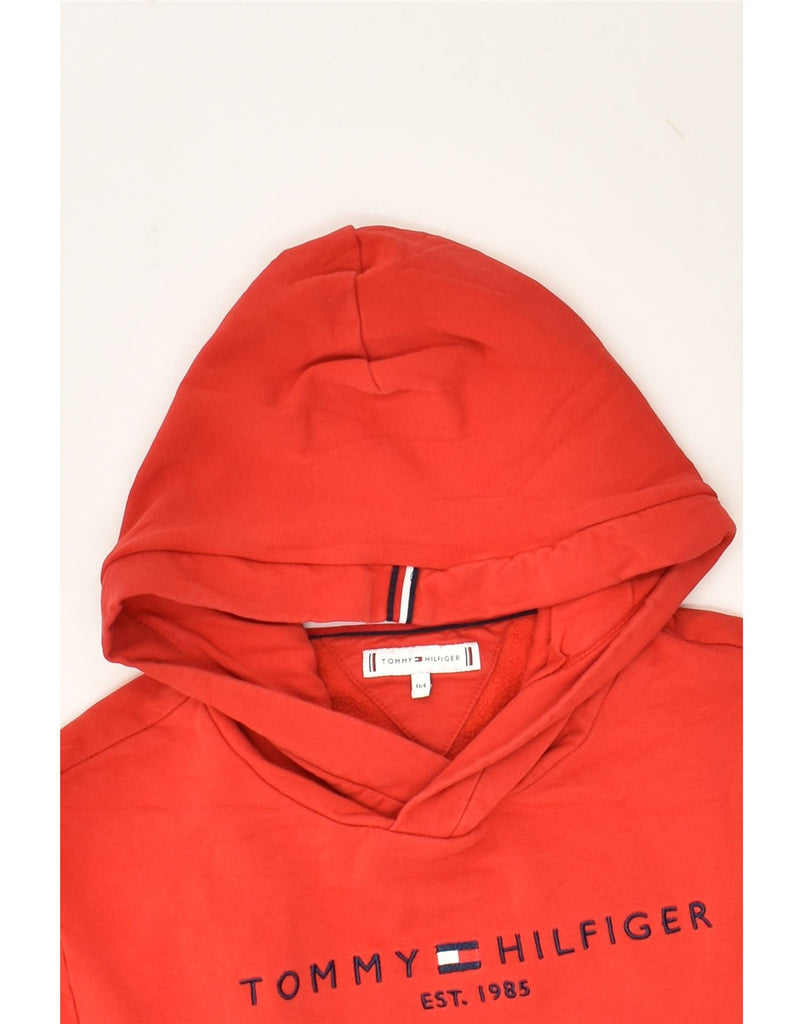 TOMMY HILFIGER Girls Graphic Hoodie Jumper 13-14 Years Red Cotton | Vintage Tommy Hilfiger | Thrift | Second-Hand Tommy Hilfiger | Used Clothing | Messina Hembry 