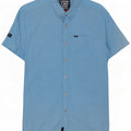 Superdry Mens Short Sleeve Regular Fit Shirt Medium Blue Houndstooth Cotton