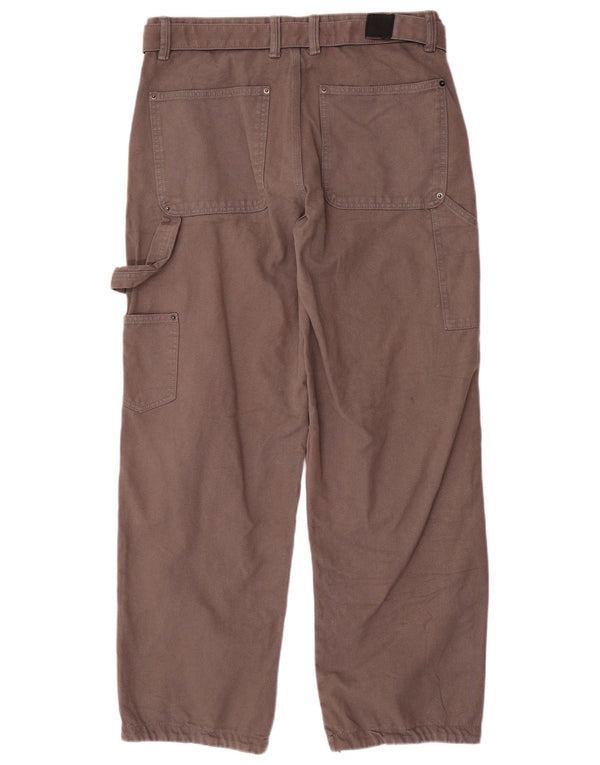 Zara Mens Straight Cargo Trousers EU 42 Large W32 L31 Grey Cotton