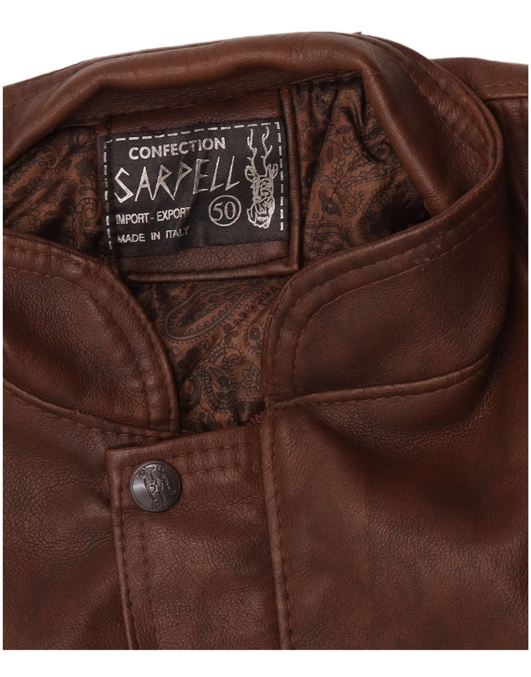 Vintage Mens Leather Jacket IT 50 Large Brown
