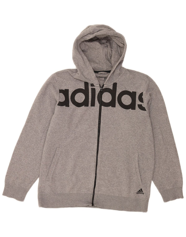 Adidas Mens Graphic Zip Hoodie Sweater XL Grey Cotton