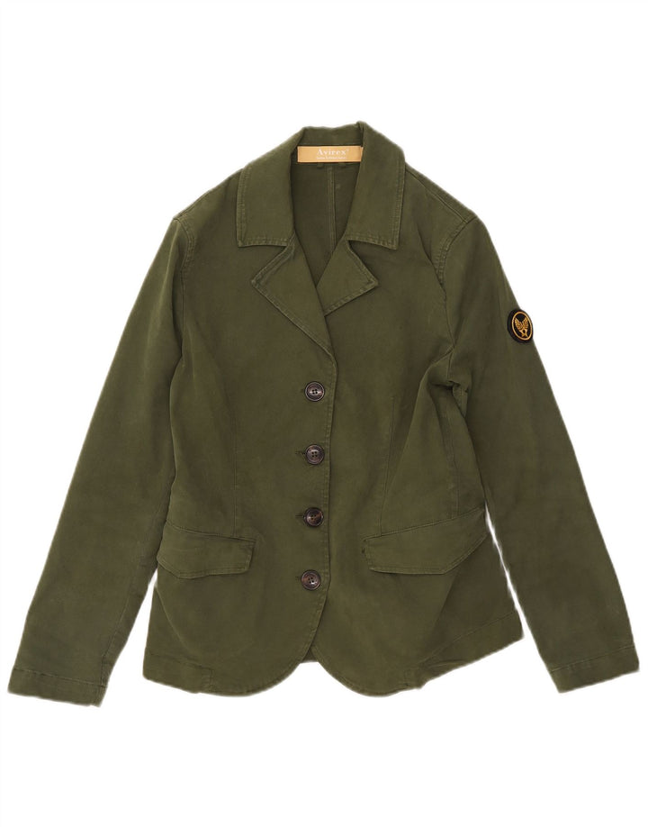 Avirex Womens 4 Button Blazer Jacket UK 6 XS Green Cotton